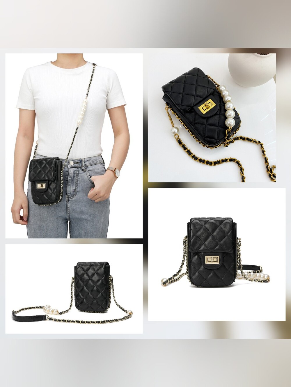 Tiffany & Fred Lizard Quilted Sheepskin Leather Crossbody Bag